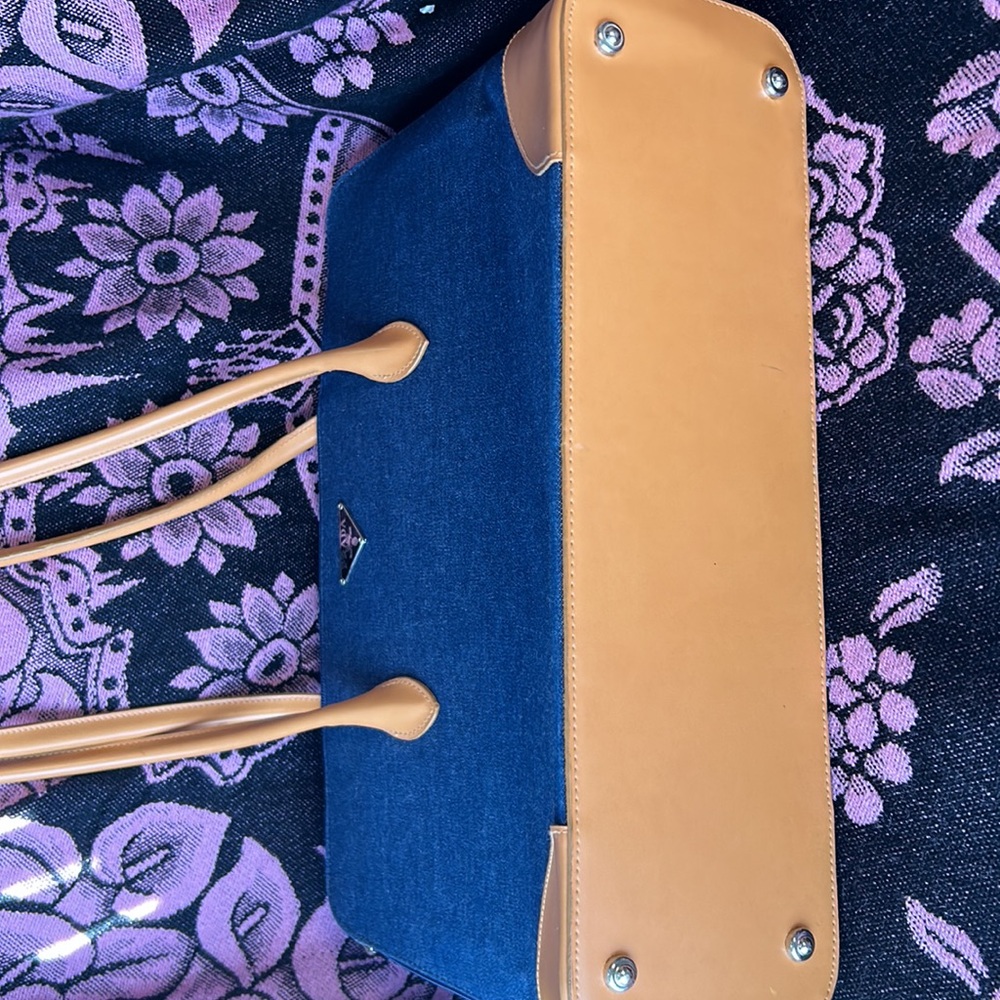 Vintage “PRADA”Denim and Tan Women's Bag - Picture 5 of 16